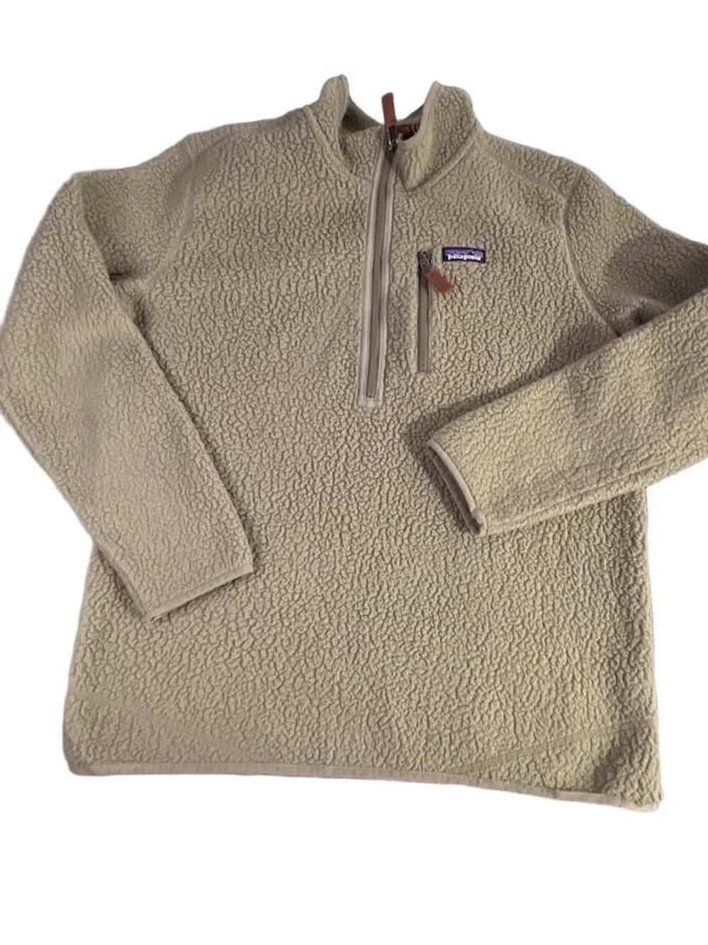 Patagonia Retro Pile Fleece Pullover Size L Tan 1/4 Zip Sherpa Jacket